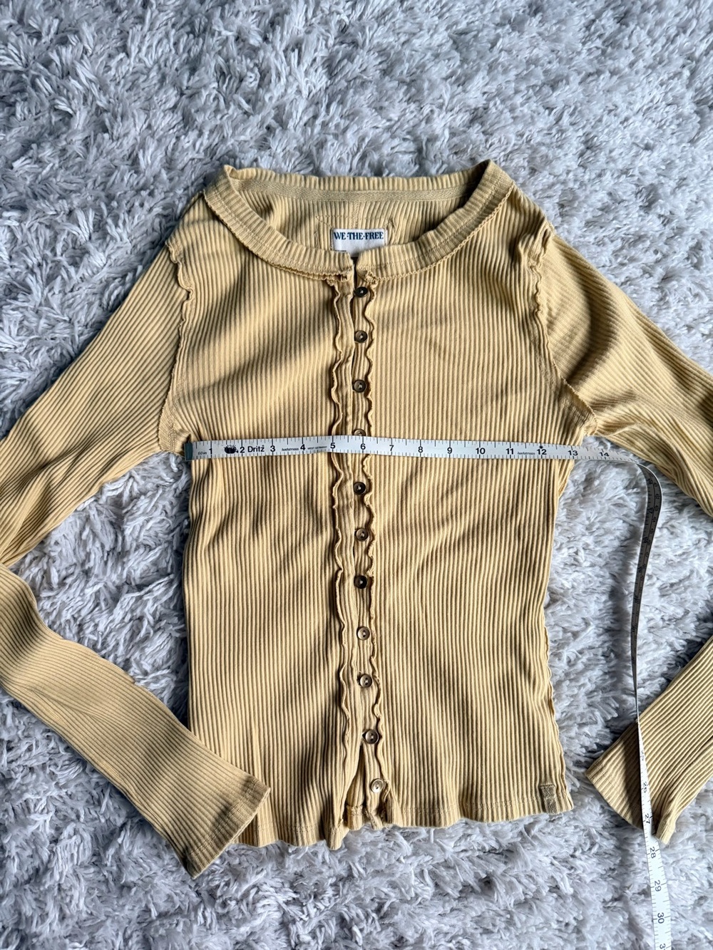 Free People We The Free Ribbed Button Front Henley Top Medium Golden Wheat - Picture 4 of 5